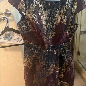 Vince Camuto Purple and Gold Abstract Mini Dress